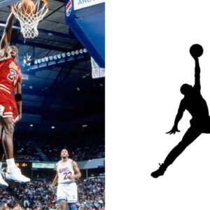 Michael Jordan (L), Air Jordan logo (R)