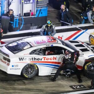Trackhouse Racing's NASCAR Cup Series driver Shane van Gisbergen (88) pits during the Daytona 500 at Daytona International Speedway.