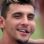 Tennessee Titans receiver Xavier Restrepo (87) speaks with the media during OTAs at Ascension Saint Thomas Sports Park in Nashville, Tenn., Wednesday, May 28, 2025.
