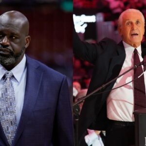Shaquille O'Neal(L) and Pat Riley(R)