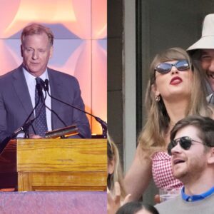 Roger Goodell and Travis Kelce and Taylor Swift