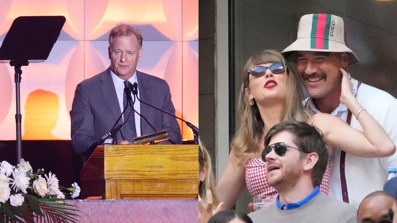 Roger Goodell and Travis Kelce and Taylor Swift