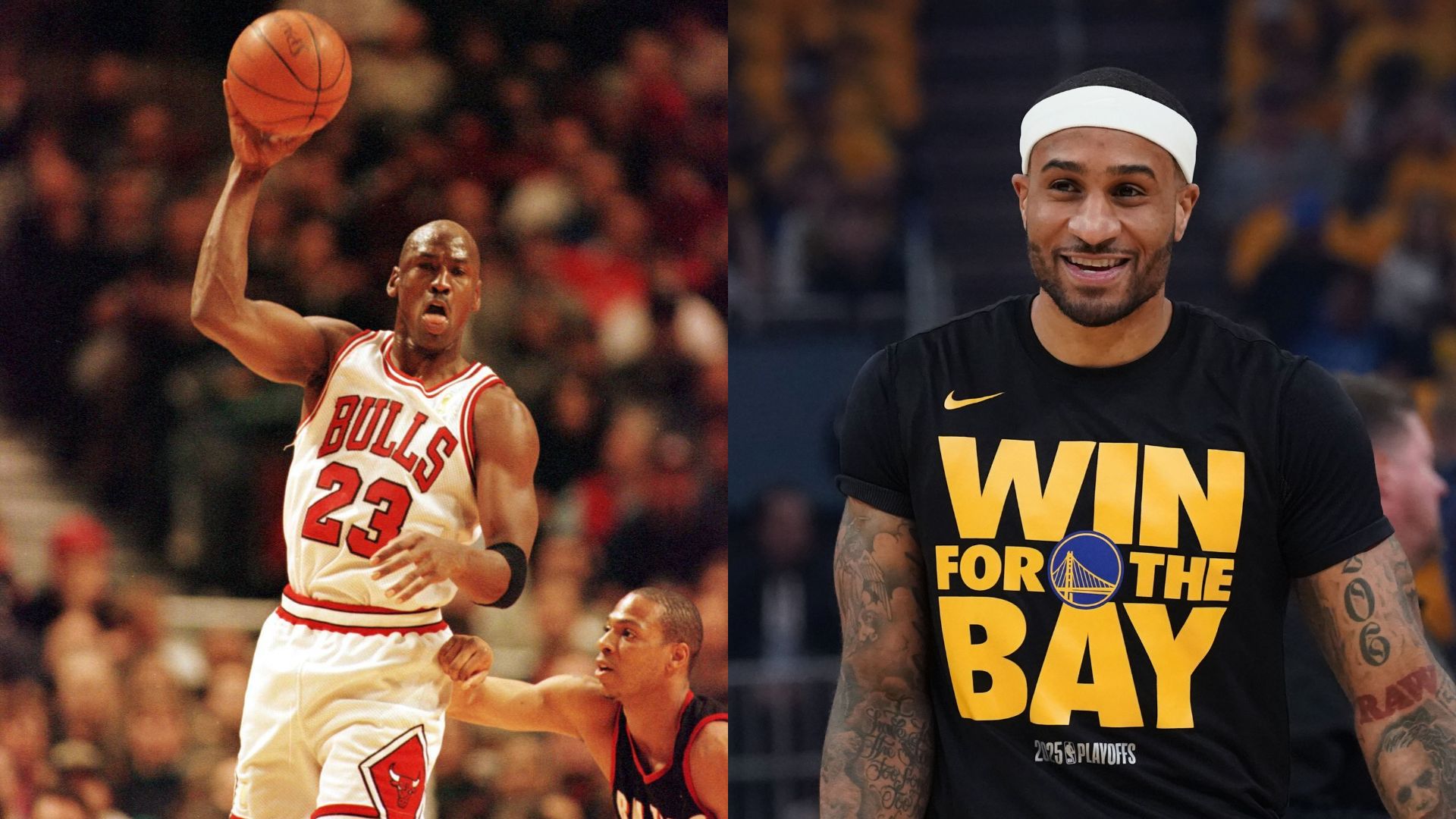 Michael Jordan (L) and Gary Payton II (R)