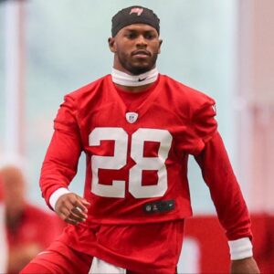 Tampa Bay Buccaneers safety Shilo Sanders (28) participates in mini camp at AdventHealth Training Center.