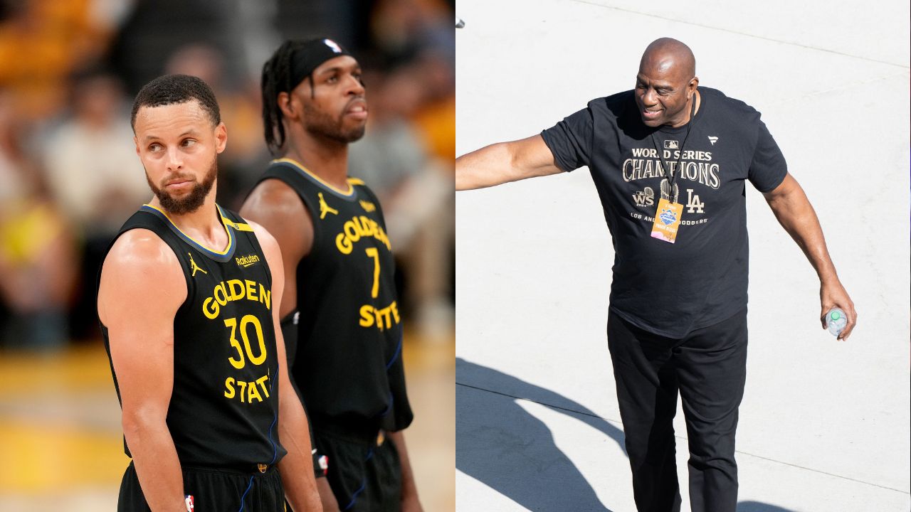 Stephen Curry (L), Magic Johnson (R)