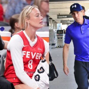 Caitlin Clark and Sophie Cunningham (L), Skip Bayless (R)