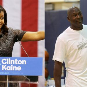 Michele Obama (L), Michael Jordan (R)