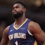 Zion Williamson 1 of the New Orleans Pelicans lines up for free throw during the first half against the Chicago Bulls