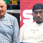 Steve Ballmer (L), Kawhi Leonard (R)