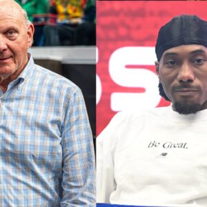Steve Ballmer (L), Kawhi Leonard (R)