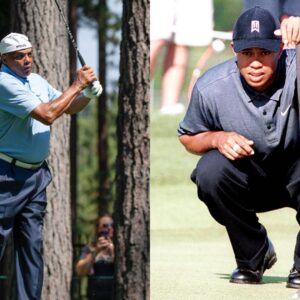 Charles Barkley (L) and Tiger Woods (R)