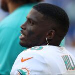 Miami Dolphins wide receiver Tyreek Hill (10) before a game against the Indianapolis Colts at Lucas Oil Stadium.