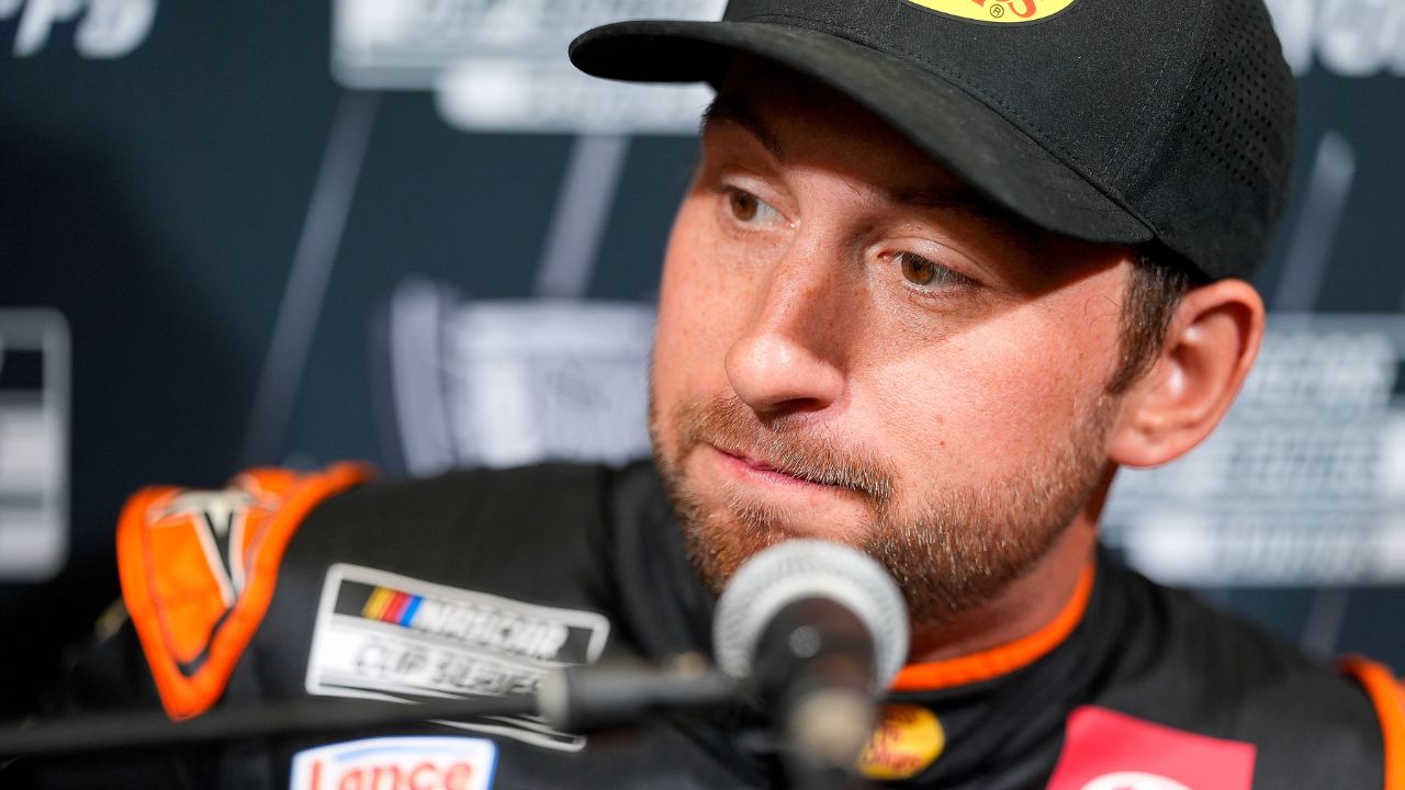 Chase Briscoe answers questions from the media during NASCAR Cup Series Playoff Media Day at Charlotte Convention Center.