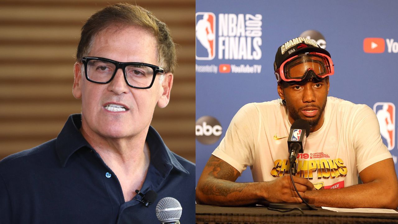 Mark Cuban (L), Kawhi Leonard (R)