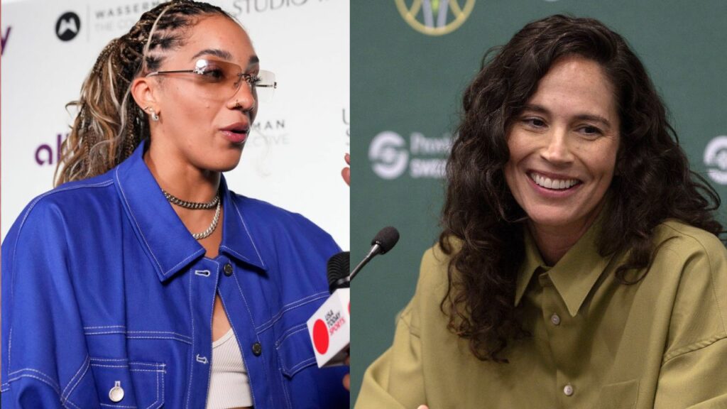 Gabby Williams (L), Sue Bird (R)