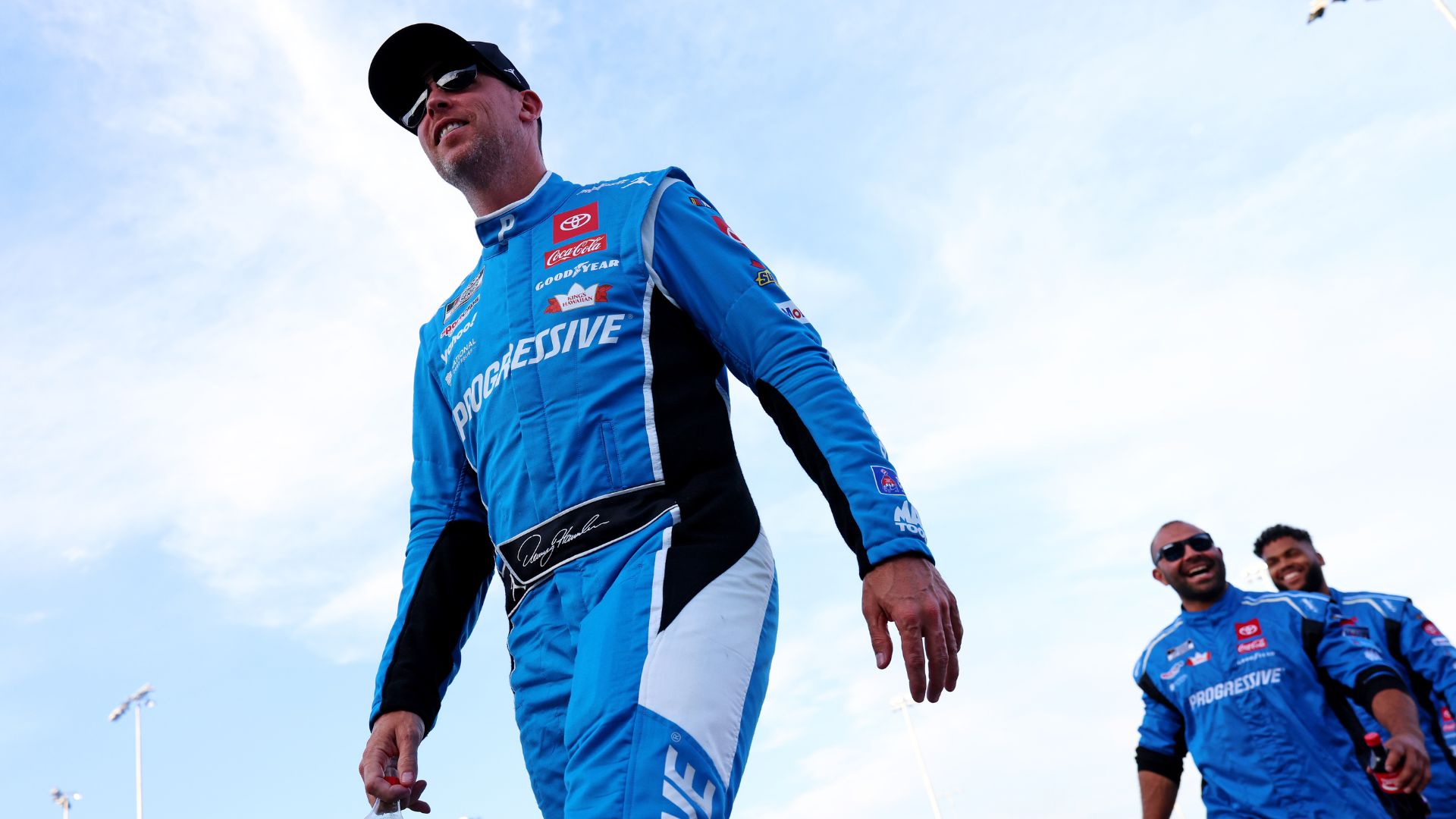 May 18, 2025; North Wilkesboro, North Carolina, USA; NASCAR Cup Series driver Denny Hamlin (11) is introduced before the NASCAR All-Star Open at North Wilkesboro Speedway.