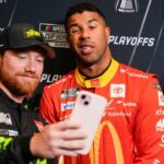 Tyler Reddick and Bubba Wallace during NASCAR Cup Series Playoff Media Day at Charlotte Convention Center.