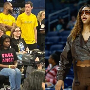 'Free Angel' shirt fan(L) and Angel Reese(R)