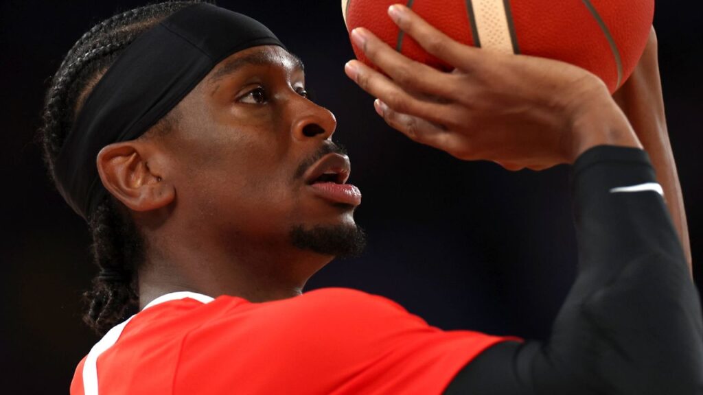 Shai Gilgeous-Alexander (CAN) during the Quarter-Finals of the 5x5 Basketball events of the Paris Olympic Games