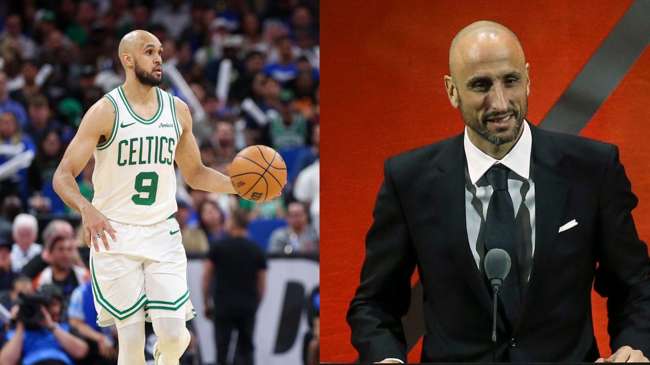 Derrick White (L), Manu Ginobili (R)