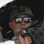 Sep 6, 2025; Madison, Illinois, USA; NASCAR Cup Series driver Ty Gibbs (54) looks on during practice and qualifying for the Enjoy Illinois 300 at World Wide Technology Raceway. Mandatory Credit: Joe Puetz-Imagn Images