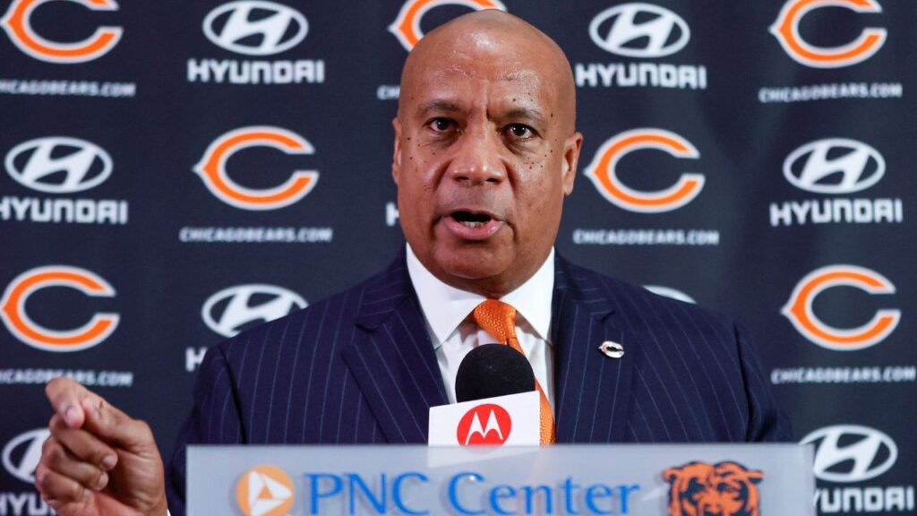 New Chicago Bears president and CEO Kevin Warren speaks during the press conference at Halas Hall.