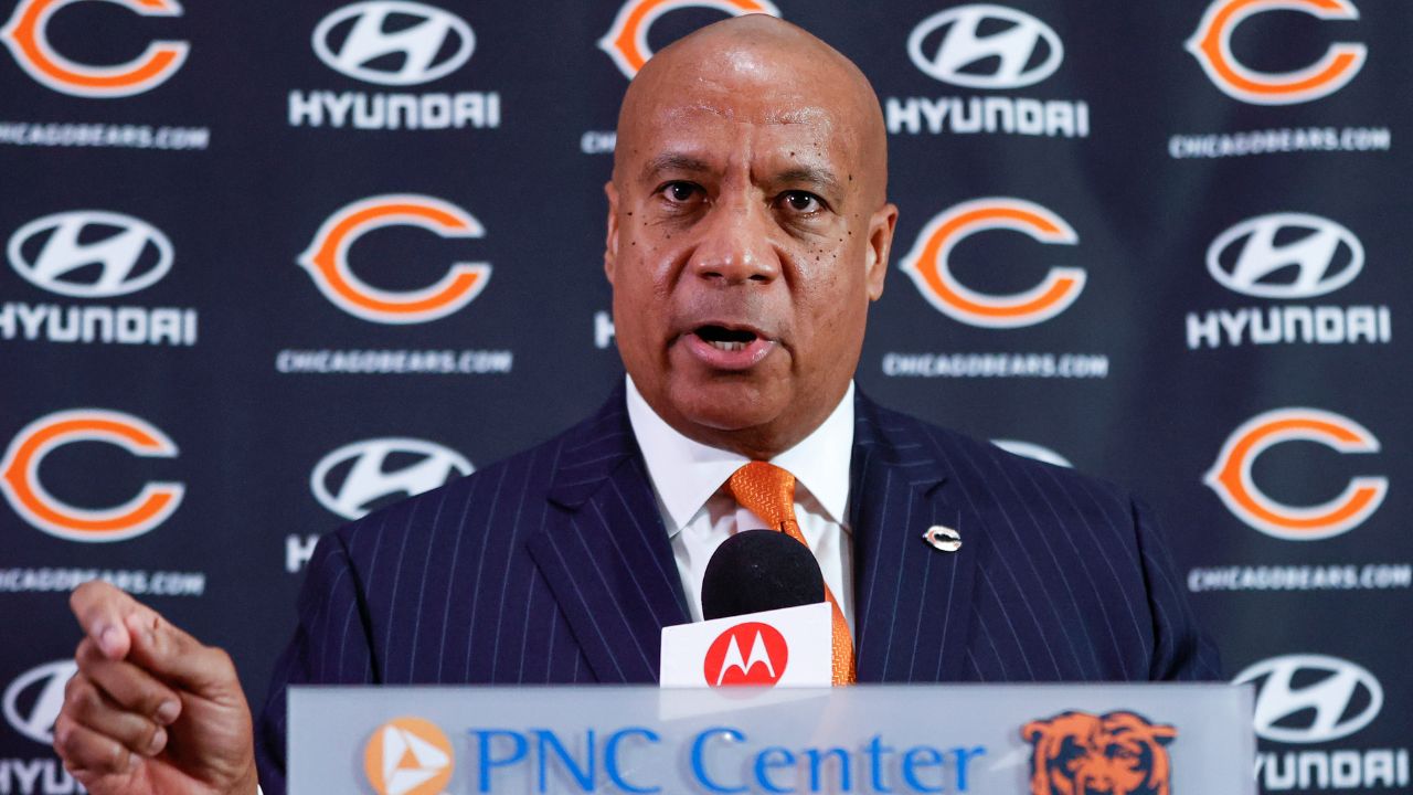 New Chicago Bears president and CEO Kevin Warren speaks during the press conference at Halas Hall.