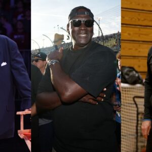 George Raveling(L), Michael Jordan(Center). and Brian Scalabrine(R)