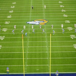 A general overall view of the opening kickoff between the Arizona Cardinals and the Los Angeles Rams at SoFi Stadium.