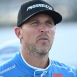 NASCAR Cup Series driver Denny Hamlin (11) looks on during practice and qualifying for the Enjoy Illinois 300 at World Wide Technology Raceway.
