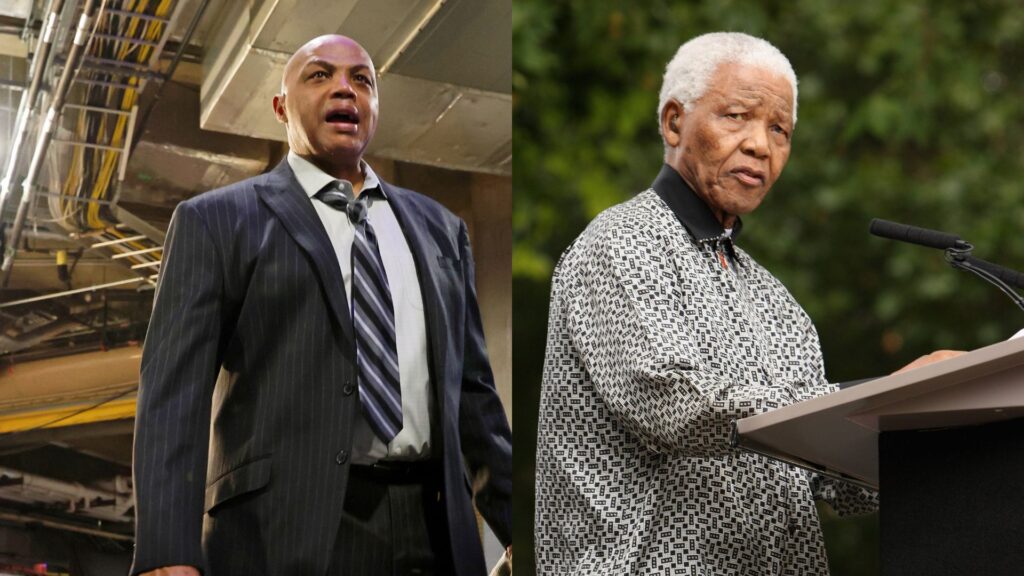 Charles Barkley (L) and Nelson Mandela (R)
