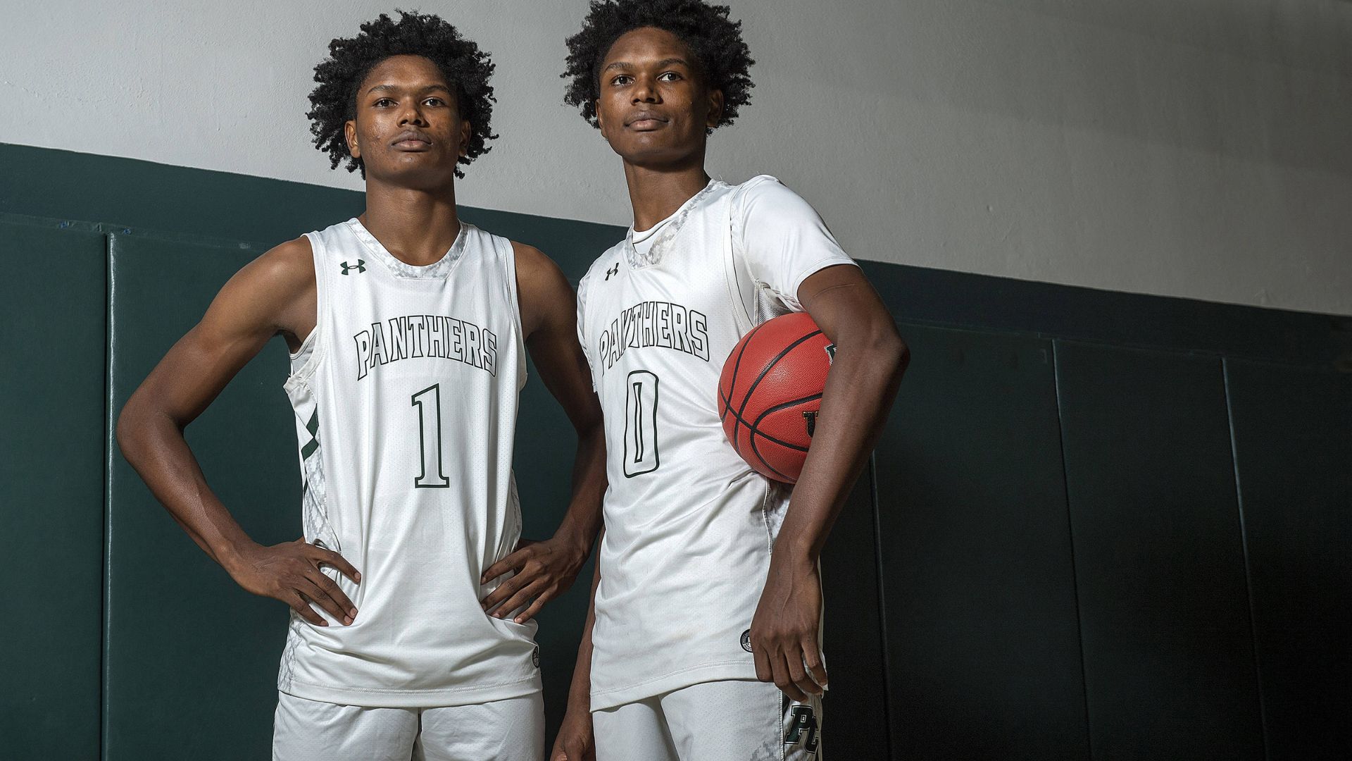 March 12, 2021, Fort Lauderdale, FL, United States: Amen, left, and Ausar Thompson of Pine Crest are the South Florida Sun Sentinel Broward County boys basketball Players of the Year