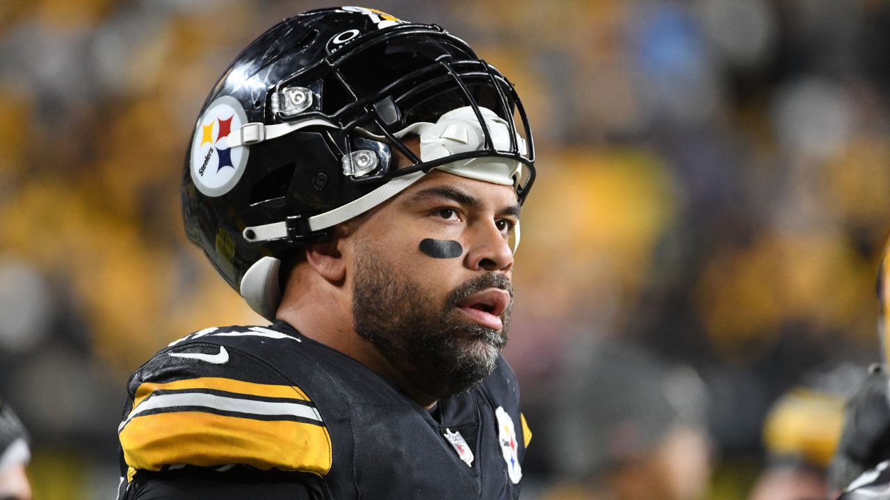 Pittsburgh Steelers defensive end Cam Heyward watches the game against the Tennessee Titans during the second quarter at Acrisure Stadium.
