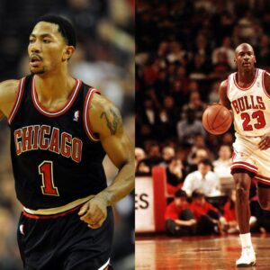 Derrick Rose (L) and Michael Jordan (R)