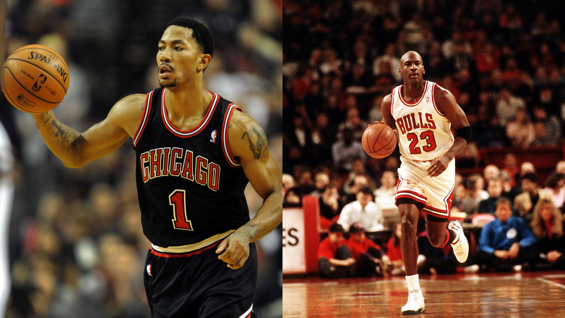 Derrick Rose (L) and Michael Jordan (R)