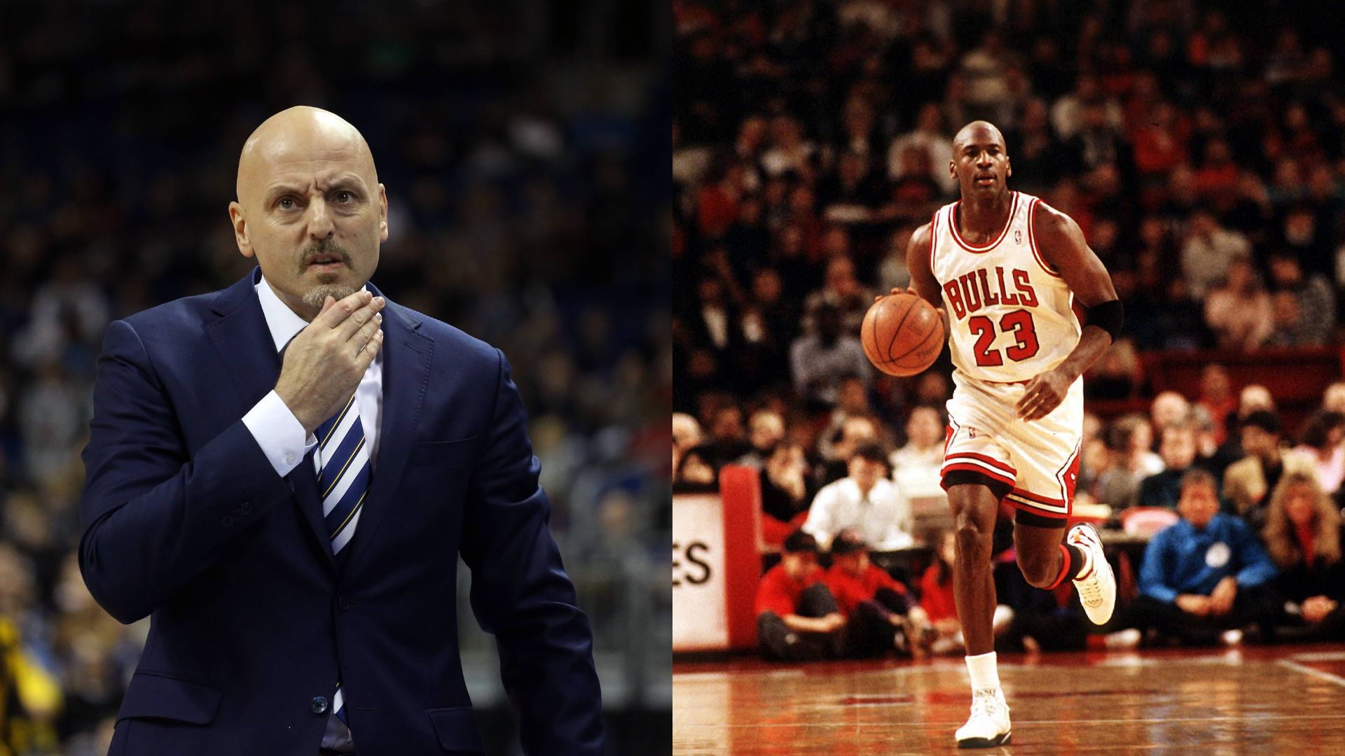 Sasa Obradovic (L) and Michael Jordan (R)