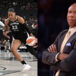 (L) Napheesa Collier, A'ja Wilson (R) Byron Scott