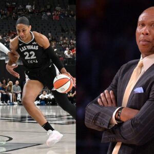 (L) Napheesa Collier, A'ja Wilson (R) Byron Scott