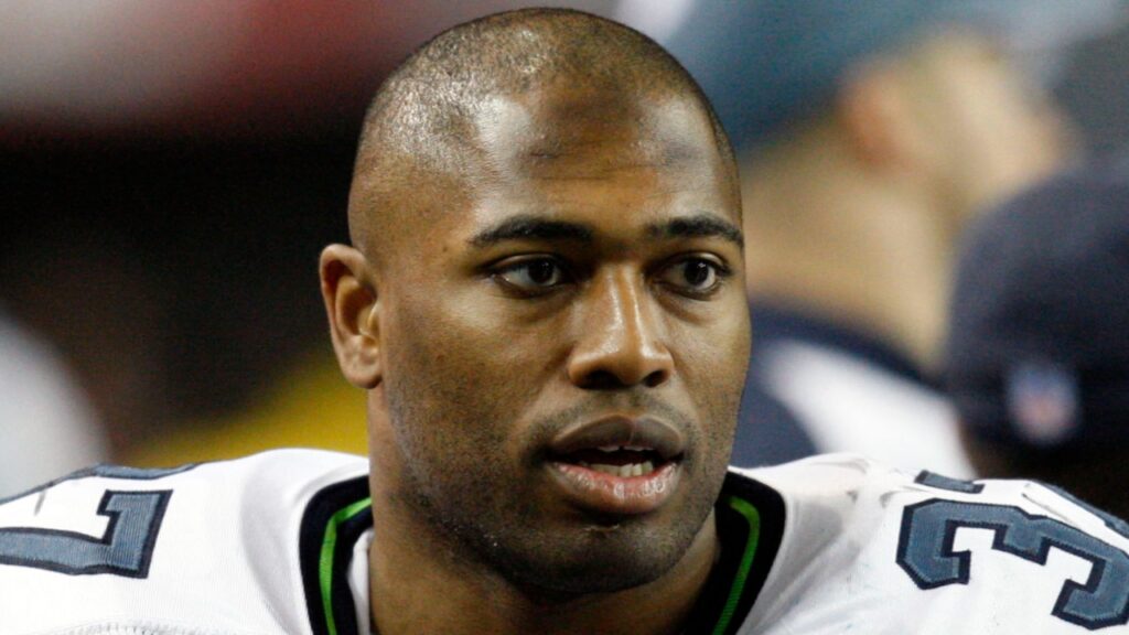 Seattle Seahawks running back (37) Shaun Alexander on the sideline during the game against the Atlanta Falcons in the second half at the Georgia Dome. The Falcons defeated the Seahawks 44 to 41.