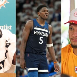 Tyreek Hill (L), Anthony Edwards (C), and Patrick Mahomes (R)