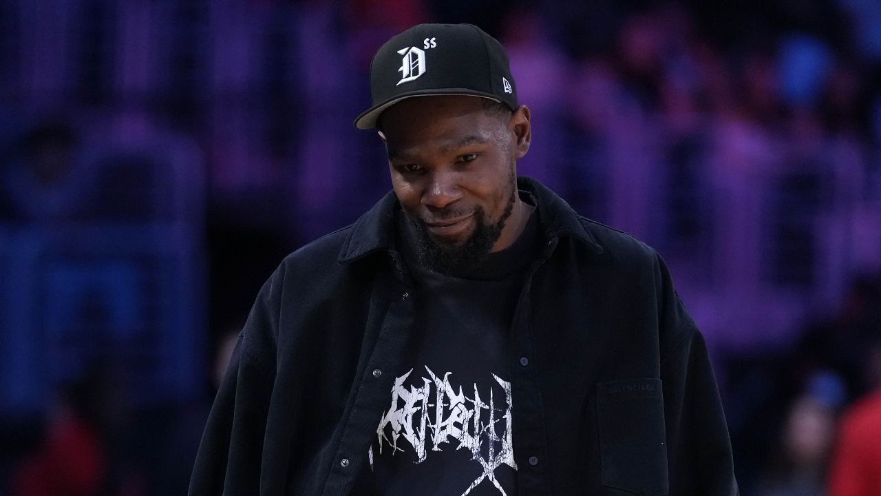 Kevin Durant attends the game between the Golden State Valkyries and the LA Sparks at Crypto.com Arena.