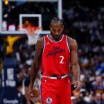LA Clippers forward Kawhi Leonard (2) during the third quarter against the Denver Nuggets during game seven of first round for the 2025 NBA Playoffs at Ball Arena.