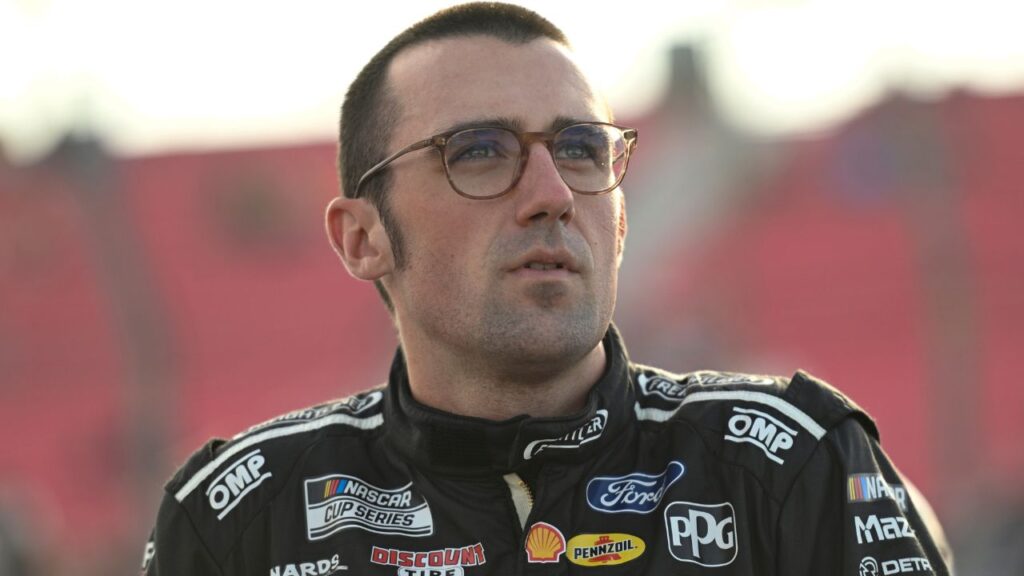 NASCAR Cup Series driver Austin Cindric (2) looks on during practice and qualifying for the Enjoy Illinois 300 at World Wide Technology Raceway.