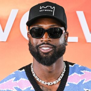 American former professional basketball player Dwyane Wade arrives at the 8th Annual REVOLVE Festival 2025 during the 2025 Coachella Valley Music And Arts Festival