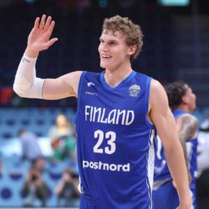SERBIA vs FINLAND LAURI MARKKANEN, basketball player of Finland, during the European Championships match against Serbia, at Xiaomi Arena Riga.