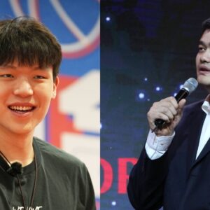 Yang Hansen (L), Yao Ming (R)