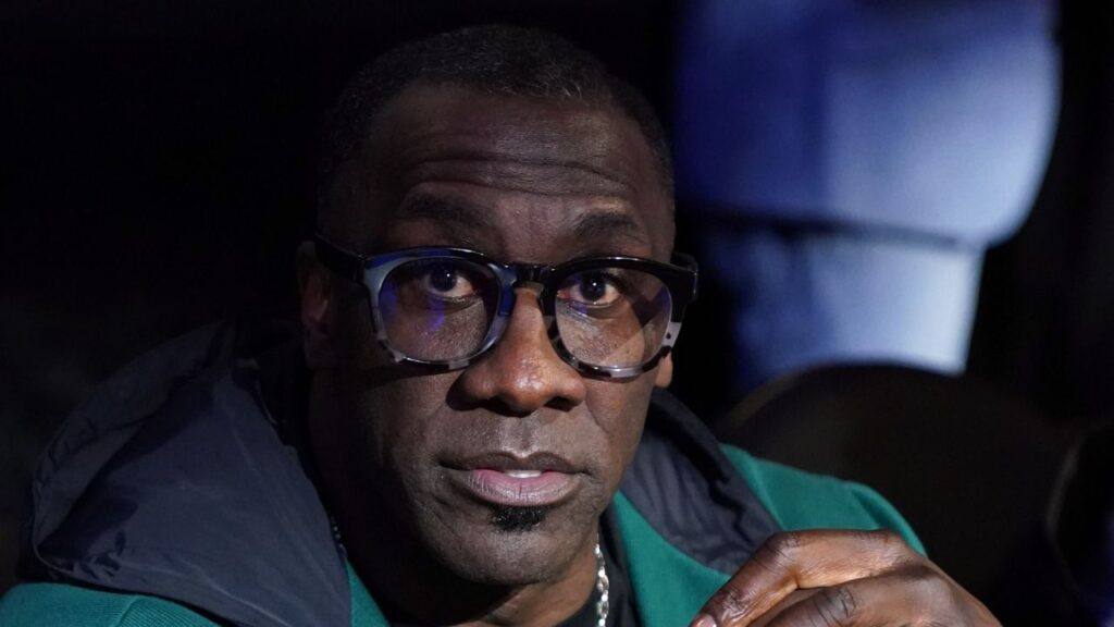 Former NFL player Shannon Sharpe looks on in the second half of the in season tournament championship final between the Indiana Pacers and the Los Angeles Lakers at T-Mobile Arena.