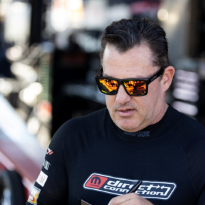 Sep 14, 2025; Mohnton, PA, USA; NHRA top fuel driver Tony Stewart during the Nitro Fish Nationals at Maple Grove Raceway. Mandatory Credit: Mark J. Rebilas-Imagn Images