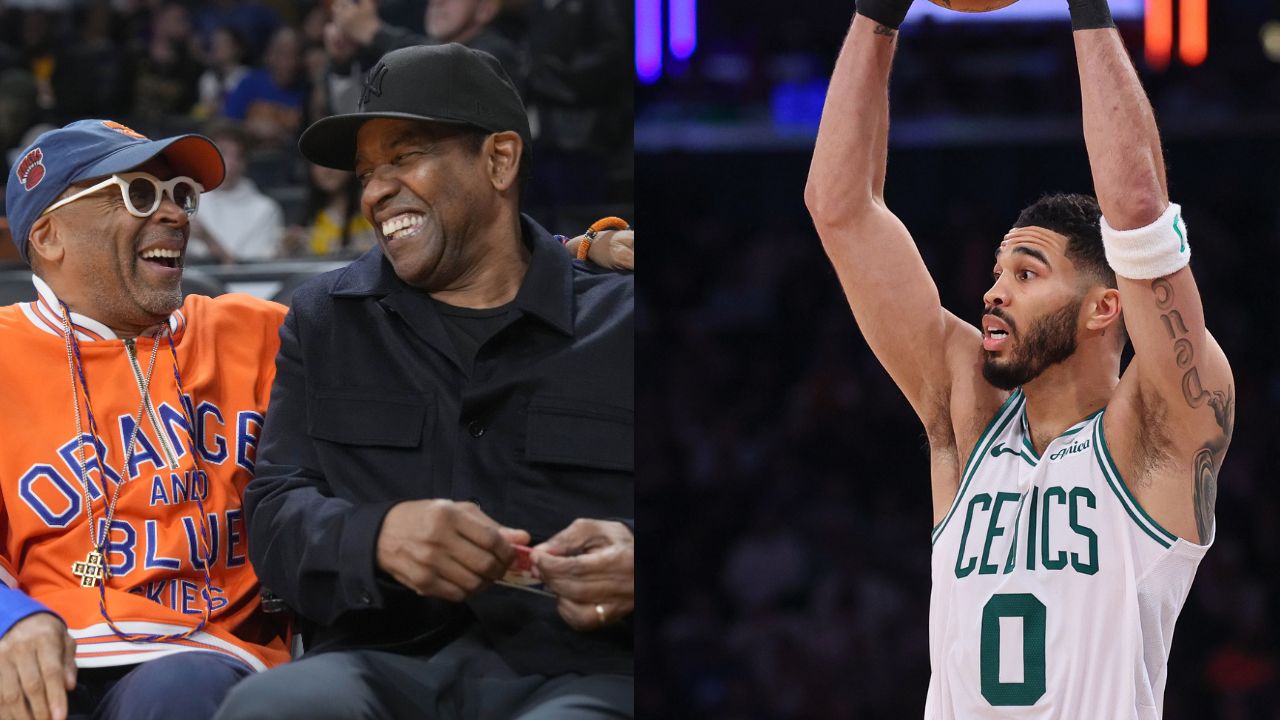 Spike Lee Denzel Washington (L), Jayson Tatum (R)