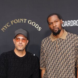 Jul 26, 2022; New York, NY, USA; Kevin Durant and Rich Kleiman attend the NYC Point Gods Premiere at The Midnight Theatre